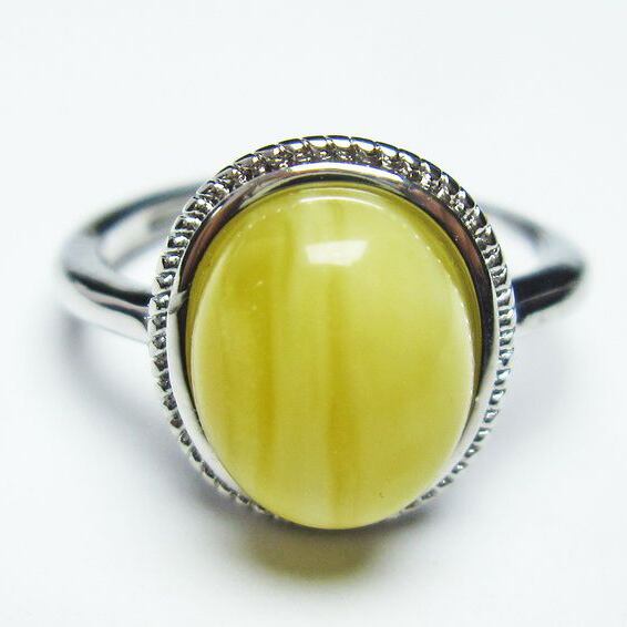 アンバー リング 琥珀 指輪 フリーサイズ 調整可能 17号 一点物 メール便可 [M便 1/20] 115-5841