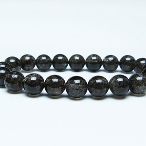 ブラックルチルクォーツ ブレスレット 10mm ブラックトルマリン トルマリネイテッドクォーツ 一点物 メール便可 111-47130