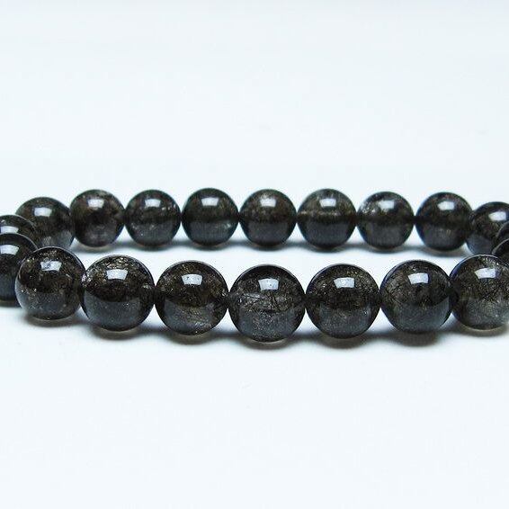ブラックルチルクォーツ ブレスレット 10mm ブラックトルマリン トルマリネイテッドクォーツ 一点物 メール便可 111-47130