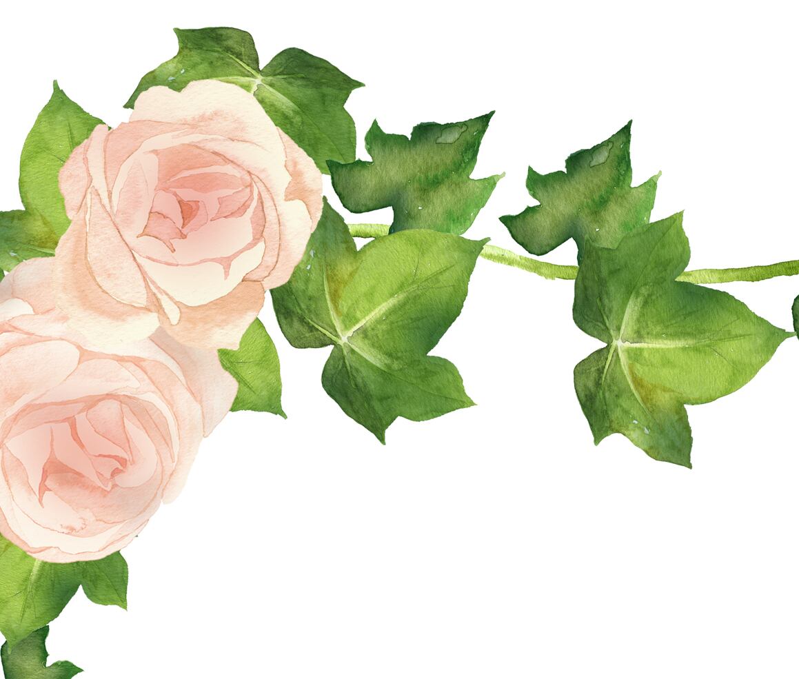 水彩の薔薇の花のブーケフレーム、デコレーションのセット（ZIP