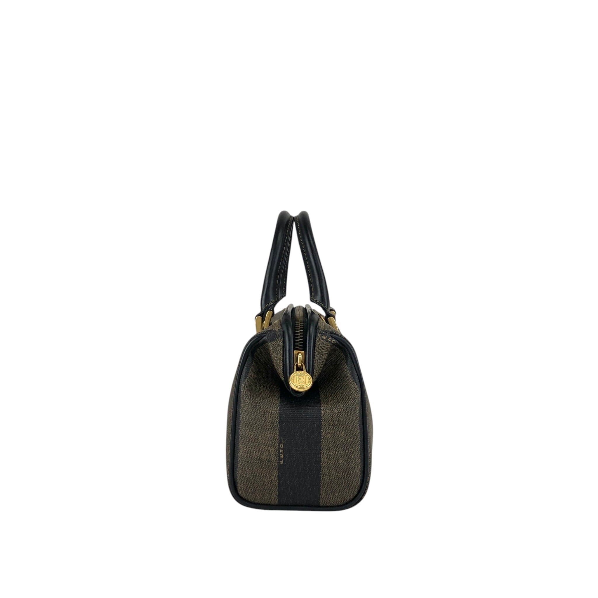 FENDI ✨ヴィンテージ　ベルベット　ハンドバッグ FENDI フェンディ ぺカン ハンドバッグ ブラウン FFロゴ PVC vintage