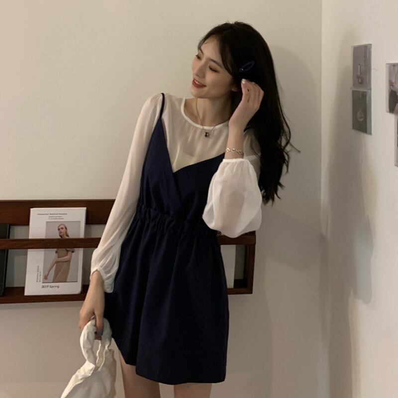 レッドレディースサマートップス ストレッチウェストワンピーススカート パンツ ストリート エラスティック 伸縮 夏物 1号婦人26528516138