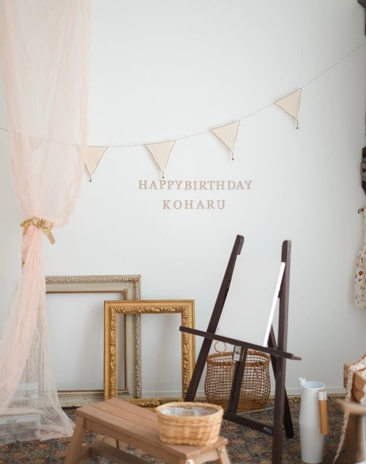 I_003【 Fabric flag : bell 】 フラッグ バースデーガーランド