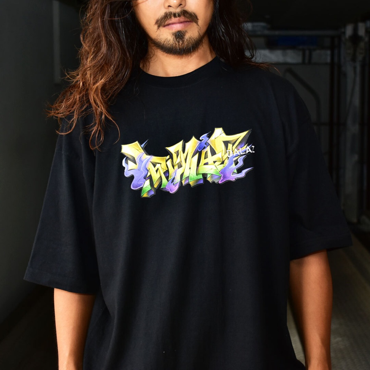 Tシャツ ロゴ グラフィティ 半袖 tシャツ ロゴTシャツ 黒 ブラック 