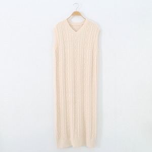 ツイストニットノースリーブワンピース6color W00773