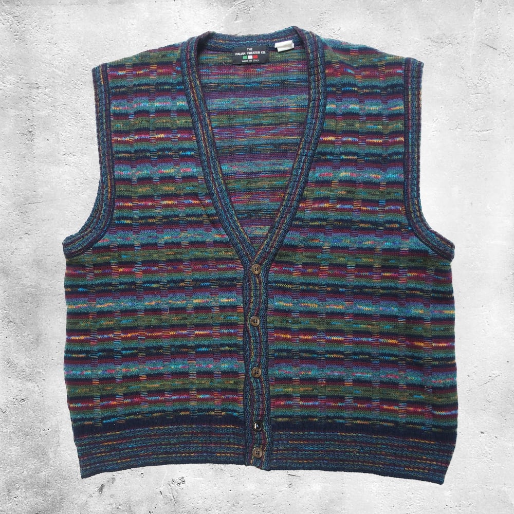 THE ITALIAN SWEATER CO. ニットベスト 柄ニット 総柄 メンズ