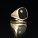 Vintage signet ring [Made in ENGLAND 1969s-] [375 9ct Gold × Onyx × Diamond] Square Top