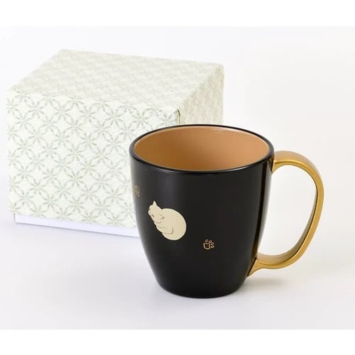 越前漆器マグカップねこ 溜