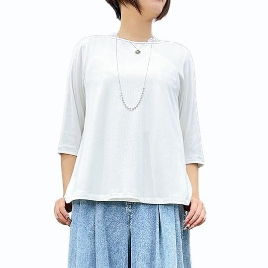 リブ地5分袖Tシャツ