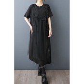 チュール切替 アシメトリー ワンピース 30203