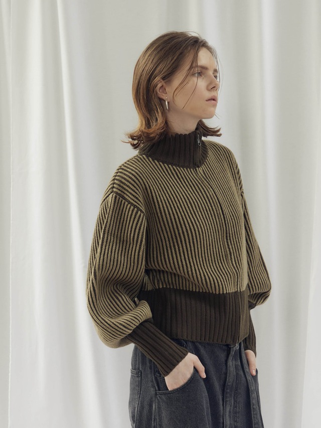 BICOLOR KNIT JACKET（ﾊﾞｲｶﾗｰﾆｯﾄｼﾞｬｹｯﾄ）【7543017】