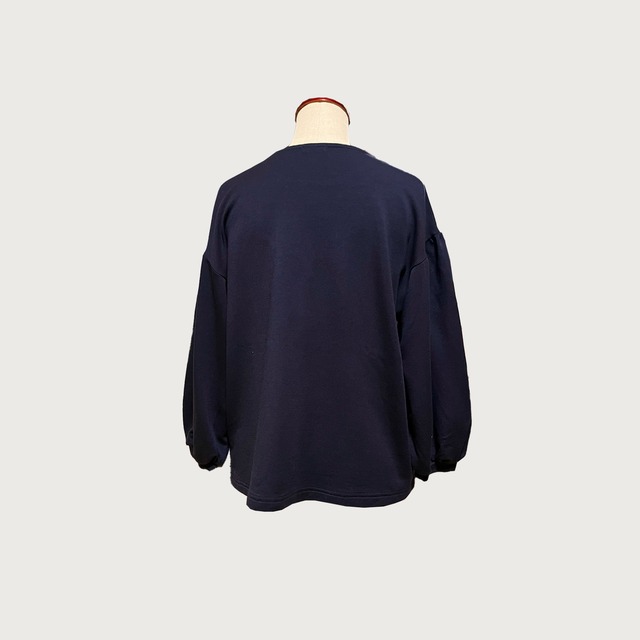 滑らかな肌触りのトップス バルーンスリーブカットソー｜ネイビー｜画像4