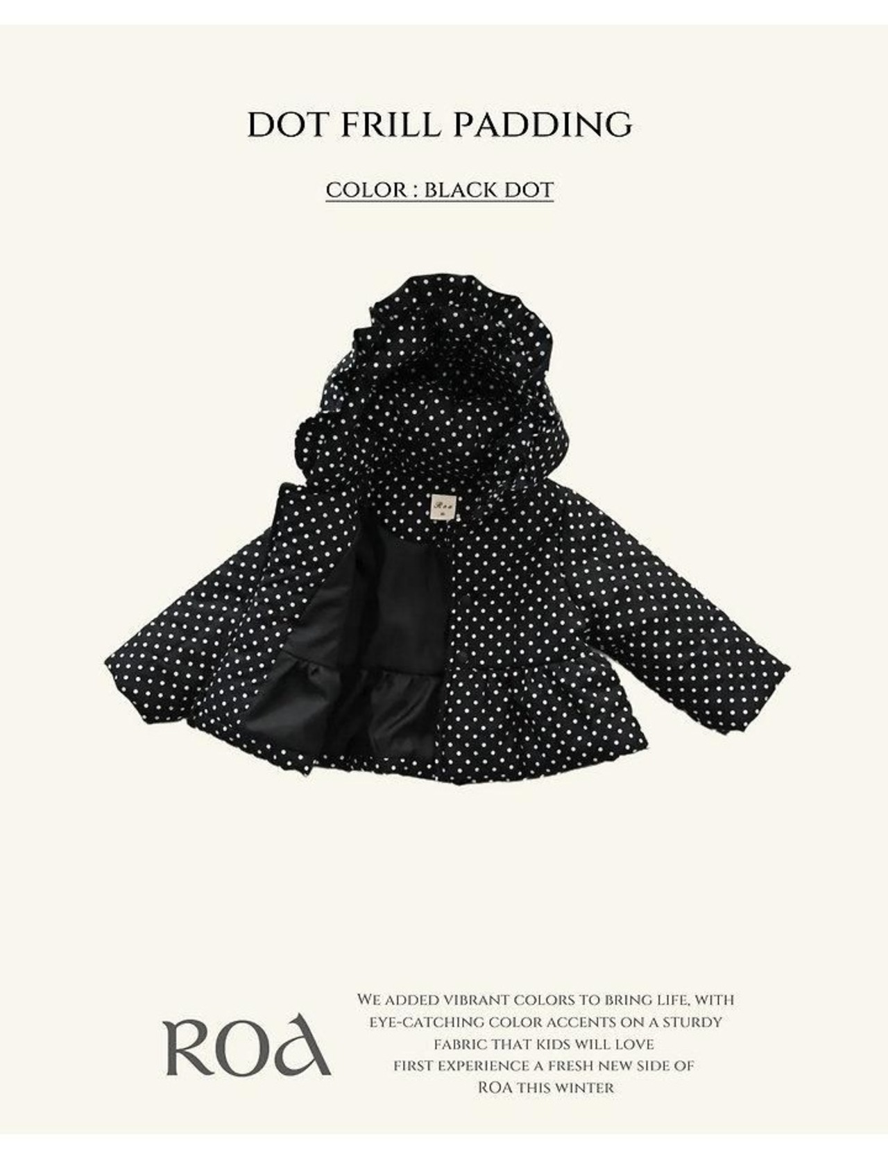 ロア / ROA / ドットフード中綿ジャケット / 韓国子供服 / キッズ / 26winter〖取寄〗*XXS~XL*