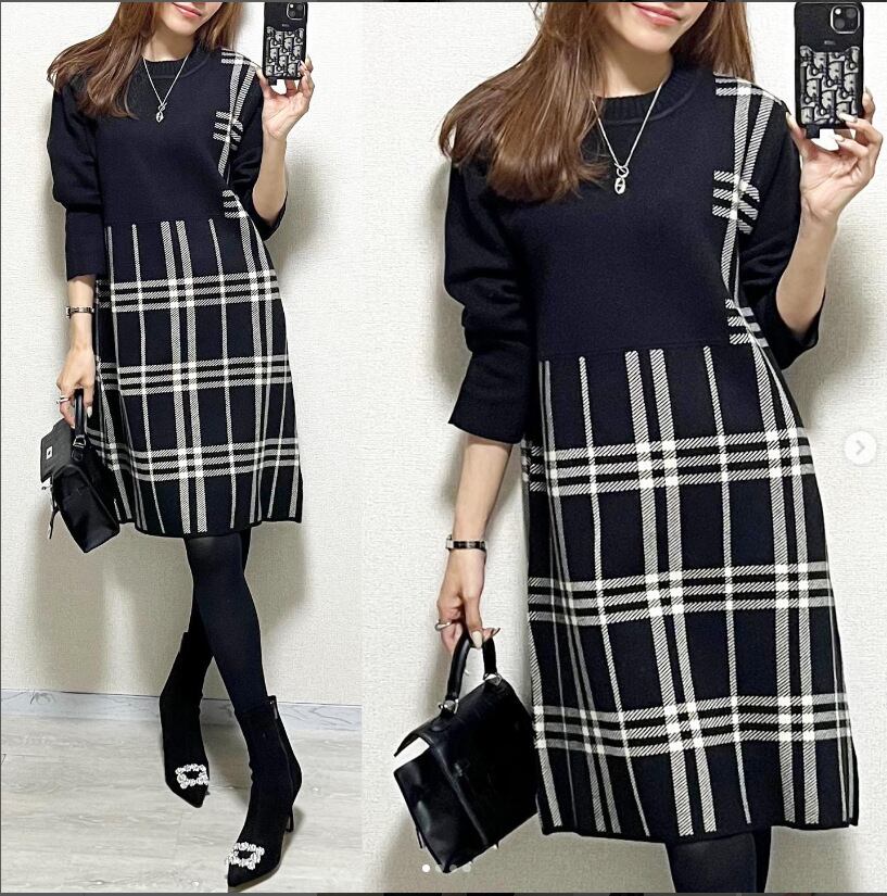 【dress】チェック柄ワンピース M19931