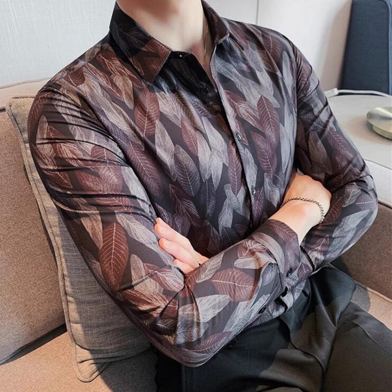 flower slim shirt 00153