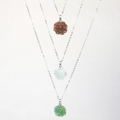 翡翠 薔薇ペンダント シルバー ネックレス ブラウン翡翠 A貨翡翠 jd_ne1026