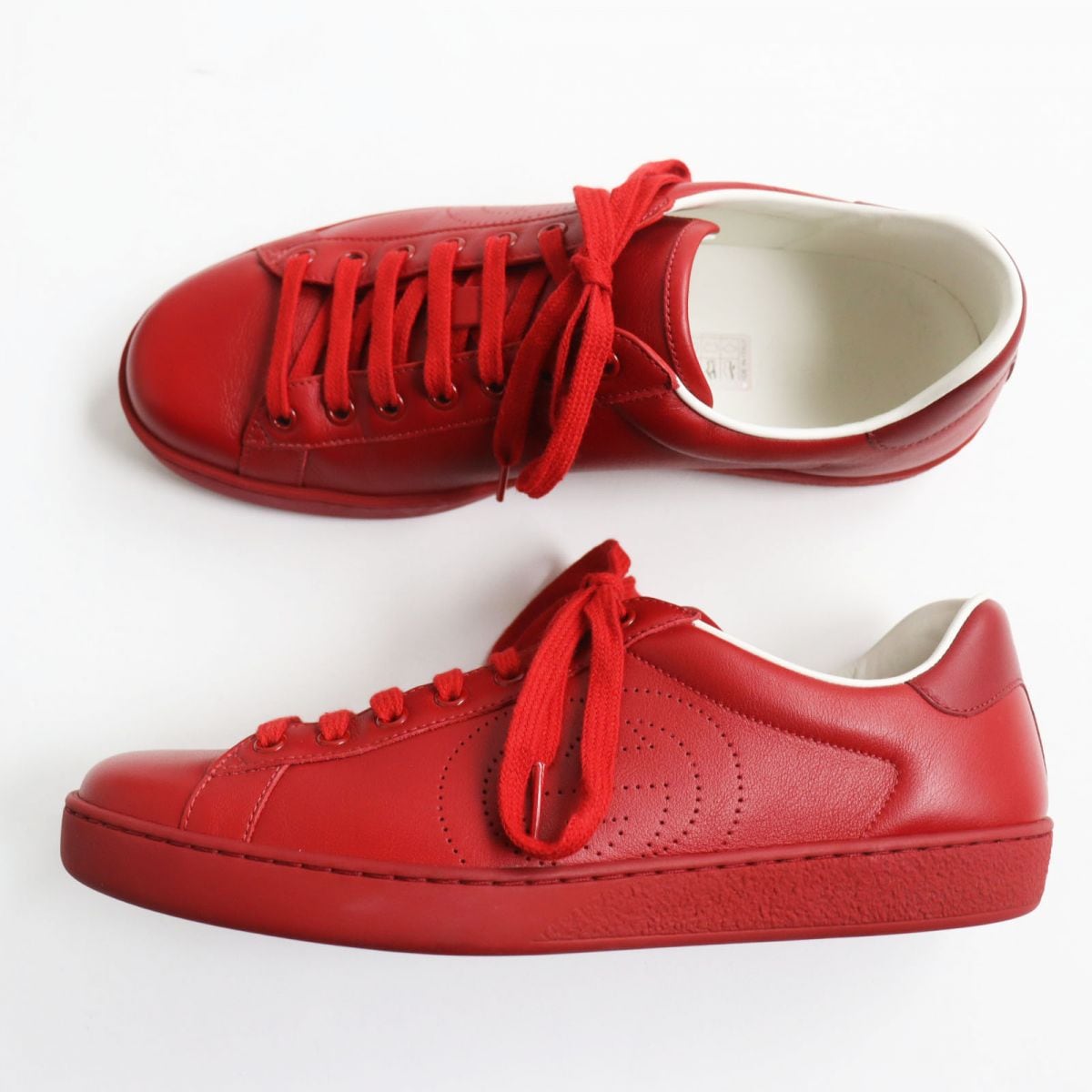 ❤専用でございます❤上質【GUCCI】レザー赤スリッポンスニーカー GGパターン 美品 GUCCI グッチ スニーカー シューズ インターロッキング レザー 赤