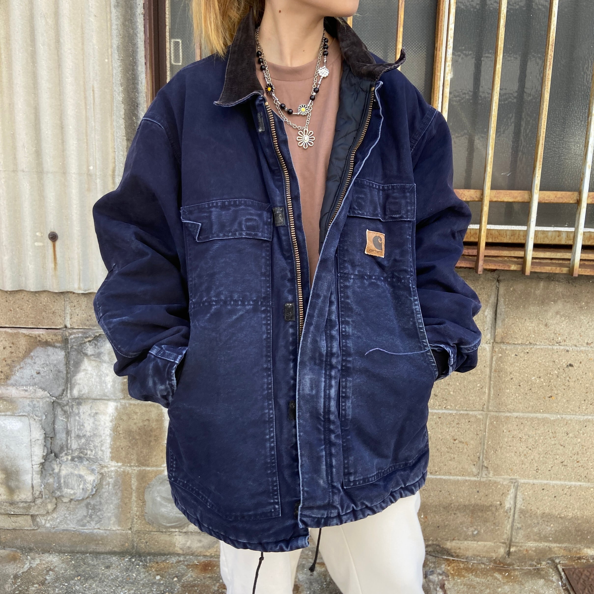 90年代 USA製 Carhartt カーハート トラディショナルコート メンズXL 古着 90S ビンテージ ヴィンテージ ダック地  ワークジャケット カバーオール キルティングライナー ミッドナイト ネイビー 紺色 【ワークジャケット】 | cave 古着屋【公式】古着通販サイト  powered ...