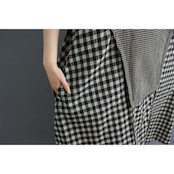 切り替えチェック柄 マキシ丈 ワンピース  30135