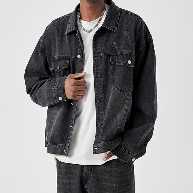 ウォッシュドブラックデニムジャケット（別売りでセットアップのパンツあり）　935