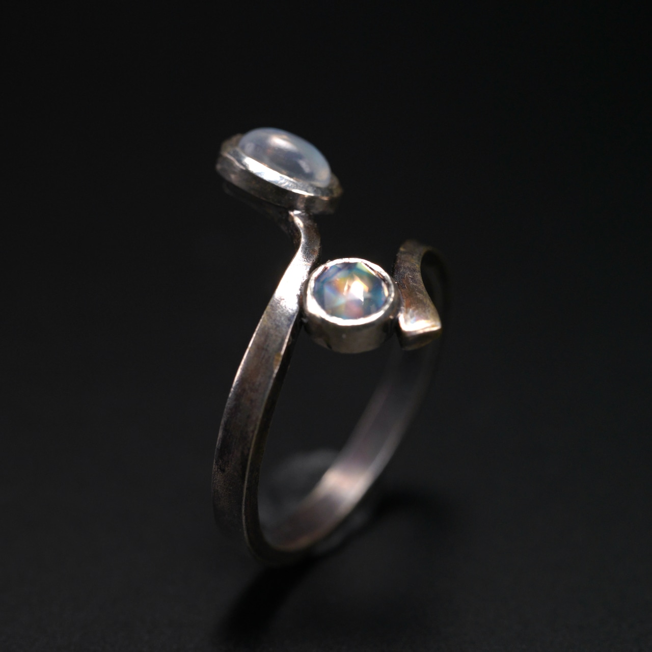 【1点もの】シルバーブルームーンストーン×アンデシンラブラドライト リング#11