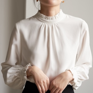 french short color blouse <t744>