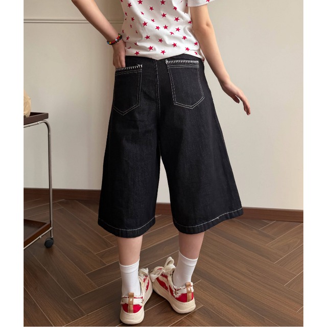 front button cropped denim　フロントボタンクロップドデニム　J1829