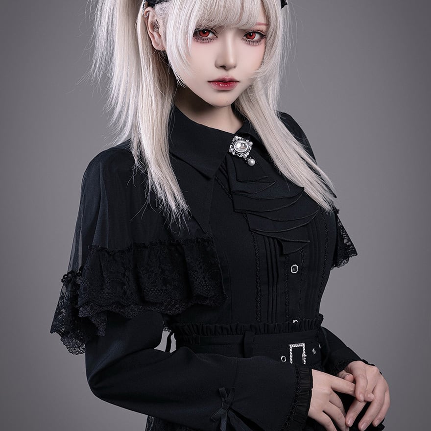 ゴスロリ ケープブラウス 黒レース クラシカルデザイン｜WithU