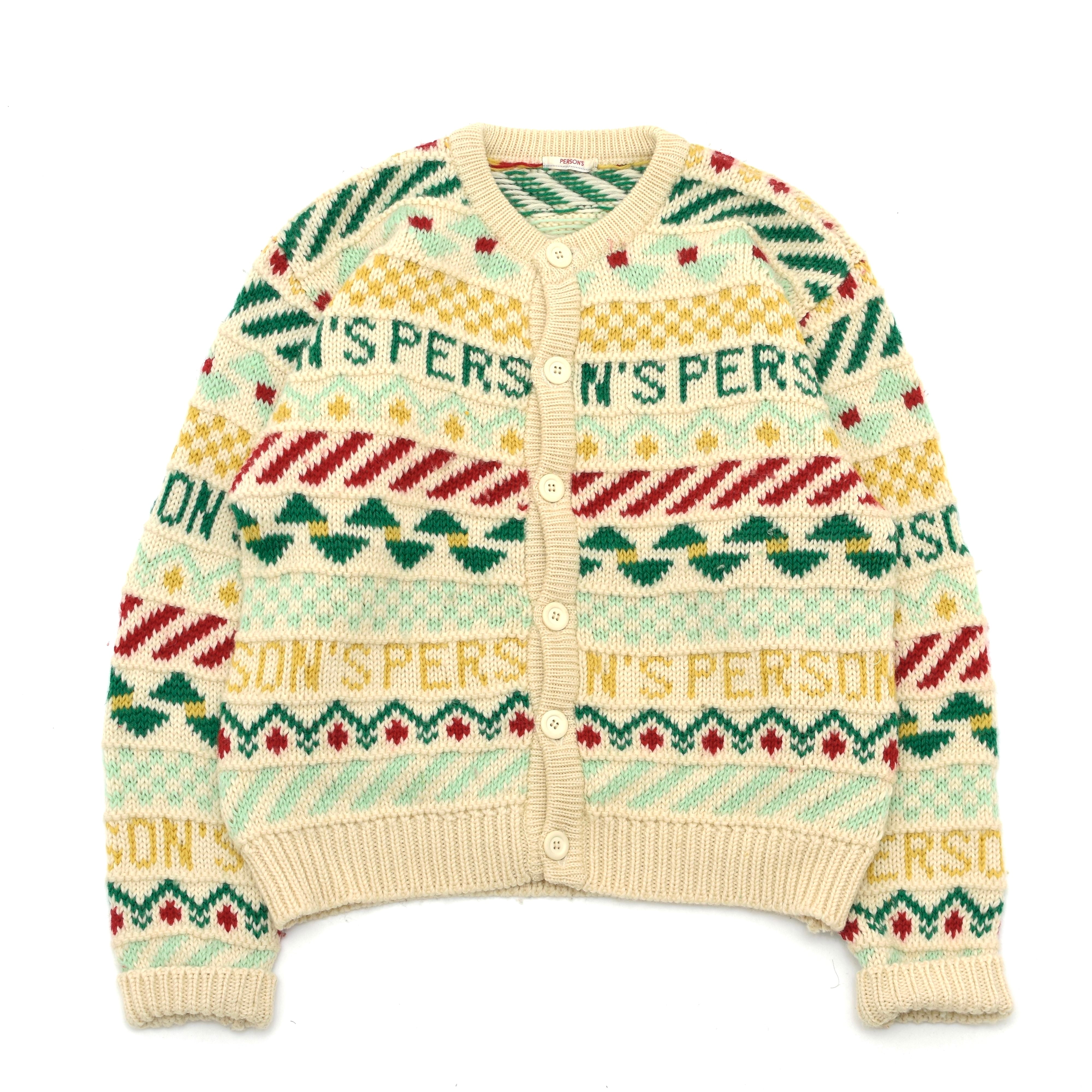 Vintage fair isle pattern knit cardigan | 古着屋 grin days
