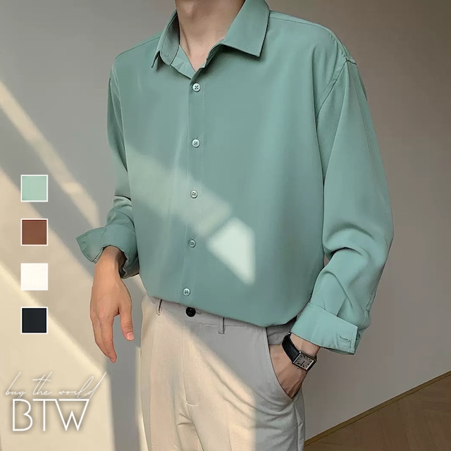 【韓国メンズファッション】ニュアンスカラーカジュアルシャツ シンプル ベーシック きれいめ リゾート 無地 BW2463