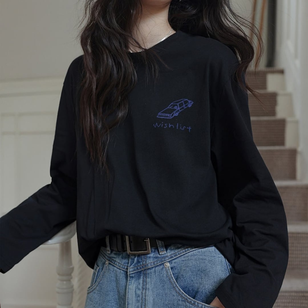 loose print long sleeve tshirt