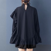 フリルデザイン ハイネック ブラウス    00234