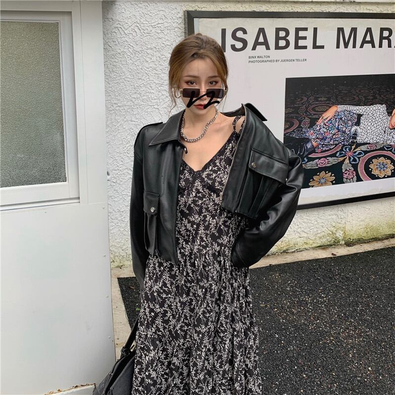 おしゃれマスターの着こなし 早い者勝ちc レトロファッション 長袖 PU レザー コート 短いスタイル