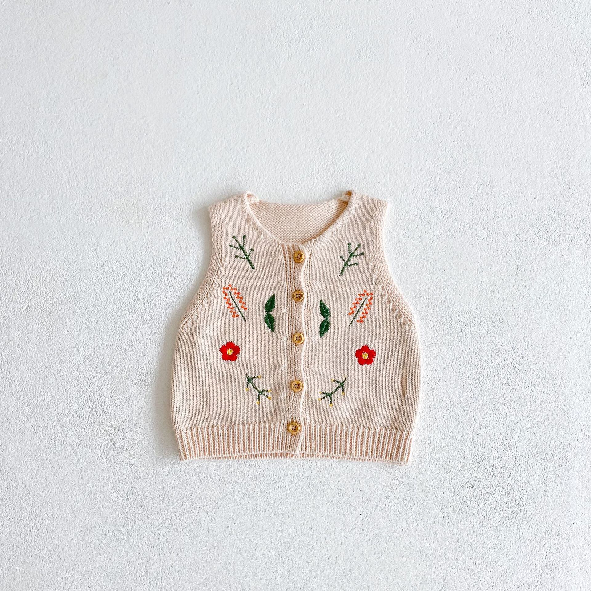 ◻︎予約商品◻︎刺繍 ニット ベスト 花柄 フラワー ベビー ◻︎予約商品◻︎刺繍 ニット ベスト 花柄 フラワー ベビー