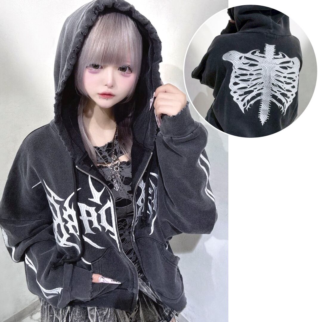 【10/24新着】ピグメントBONE ZIPパーカー(SHORT)