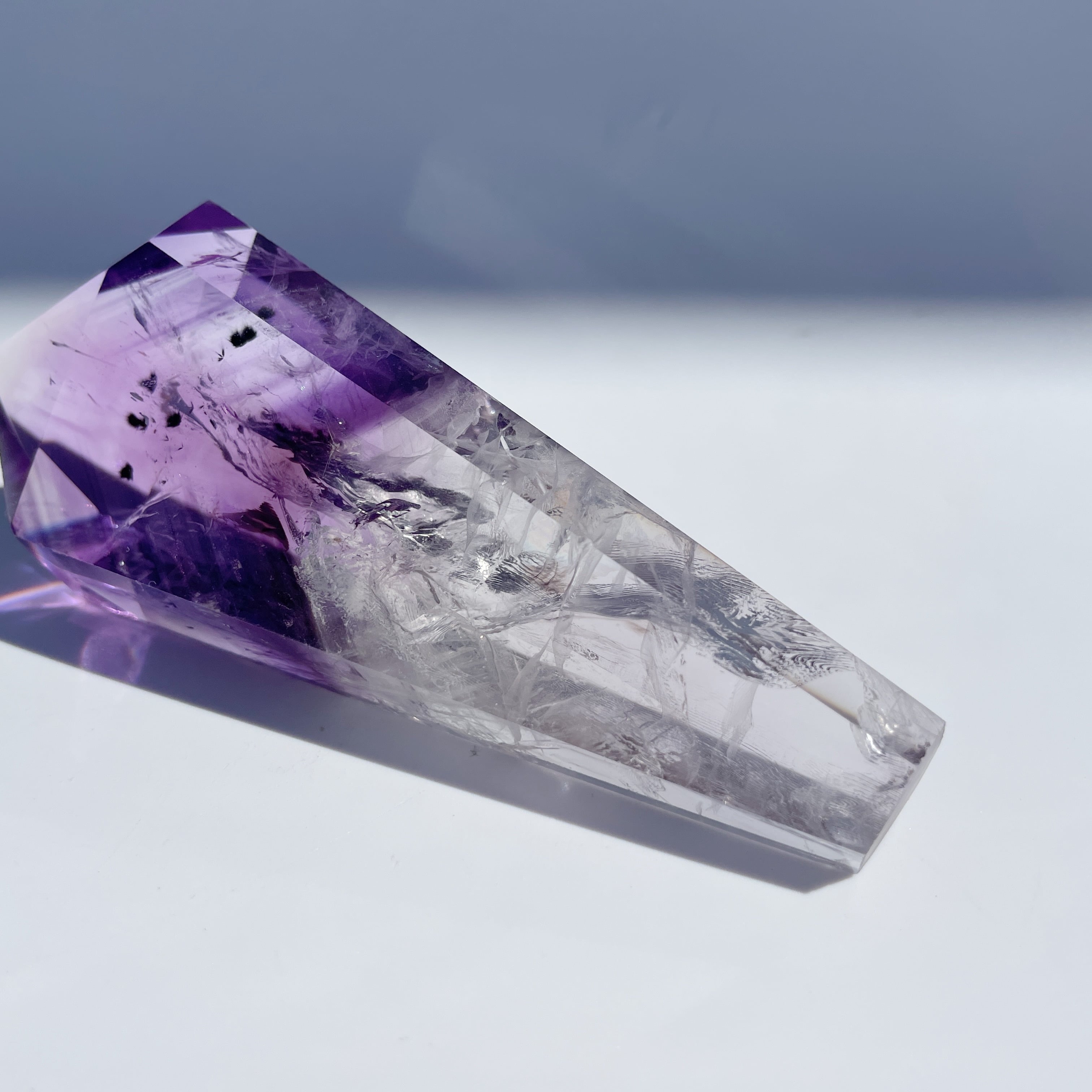 no.091 クリアとマーブルのアメジスト ハイクォリティ！アメジスト×クリアクォーツ ワンド01◇Amethyst