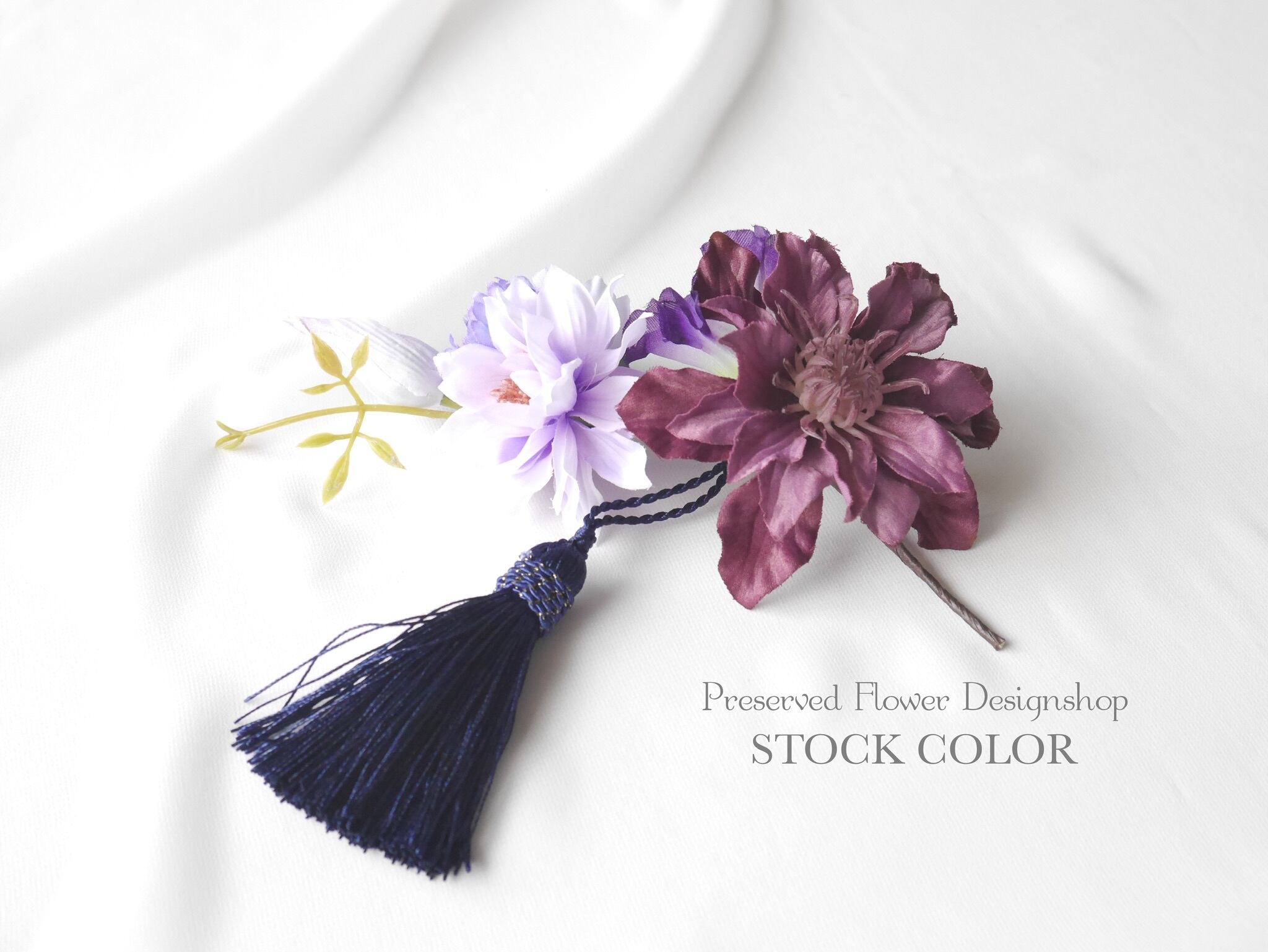 クレマチスと朝顔の髪飾り ヘアアクセサリー 浴衣や和装に 選べるタッセル Stockcolor