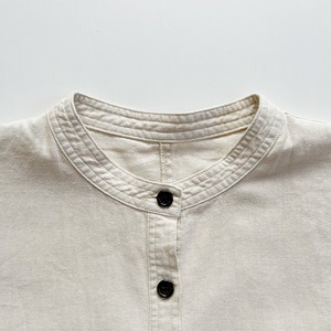 French Linen Band Collar Shirt