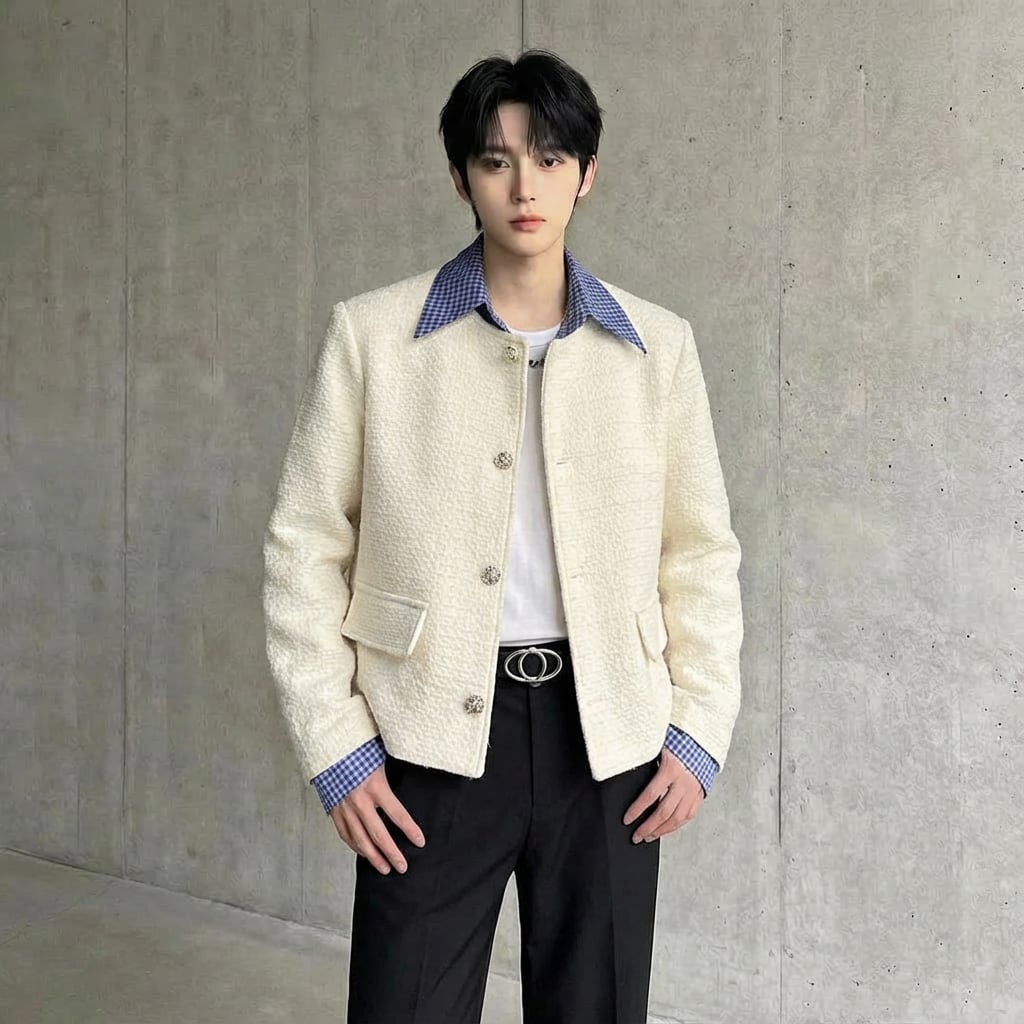 レイヤード風 襟付きデザインジャケット 2カラー D11970