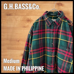 【G.H.BASS】ネルシャツ 長袖シャツ ヘビーネル 厚手ネル フランネル チェック柄  M シーエイチバス US古着