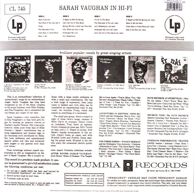 Sarah Vaughan サラ・ボーン - Sarah Vaughan In Hi-Fi 限定リ Sarah Vaughan サラ・ボーン - Sarah Vaughan In Hi-Fi 限定リ