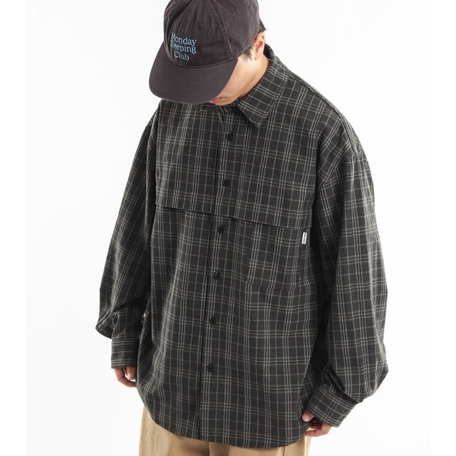 ブラックチェック ルーズフォルムシャツ a-1166