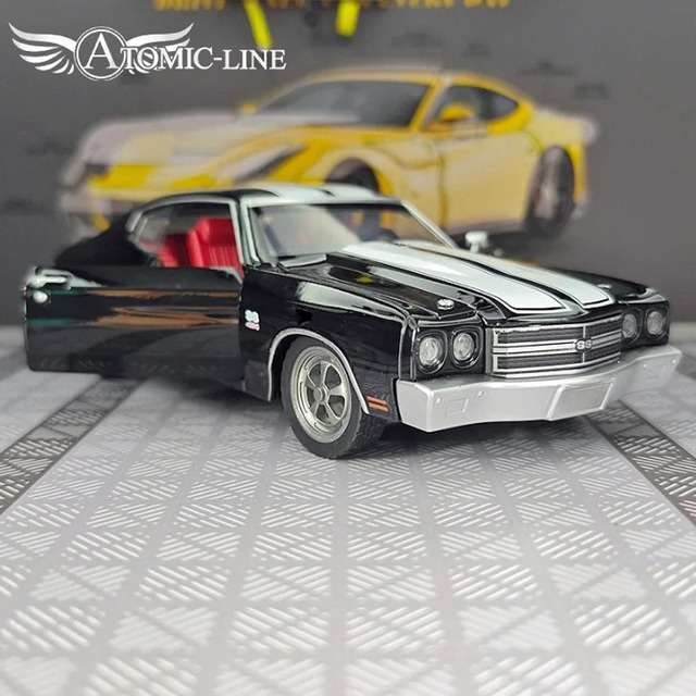 シボレー シェベル SS 454 1/24 ミニカー 全2色 ライト点灯 サウンド 合金モデル 模型 ジオラマ