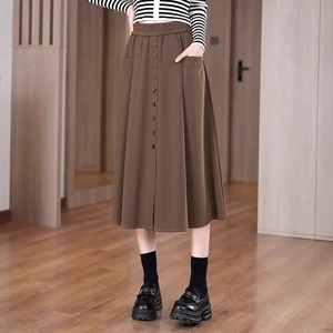 【送料無料】 ロングスカート 2色 ミモレ ひざ丈 フレア Aライン ポケット ハイウエスト 伸縮性 ウエストゴム かわいい 大人可愛い きれいめ カジュアル 大人 上品 おしゃれ お洒落 こなれ感 コンサバ系 ラフ 抜け感 レディライク 無地 春 秋 30代 40代 レディース 女性用 ママ服 オフィス ビジネス OL デート お出かけ お呼ばれ 休日 アウトドア お茶会 女子会 授業参観 誕生日会 ファッション コーデ スタイル 楽ちん 美脚 脚長 定番 着痩せ 垢抜け ブラック ブラウン