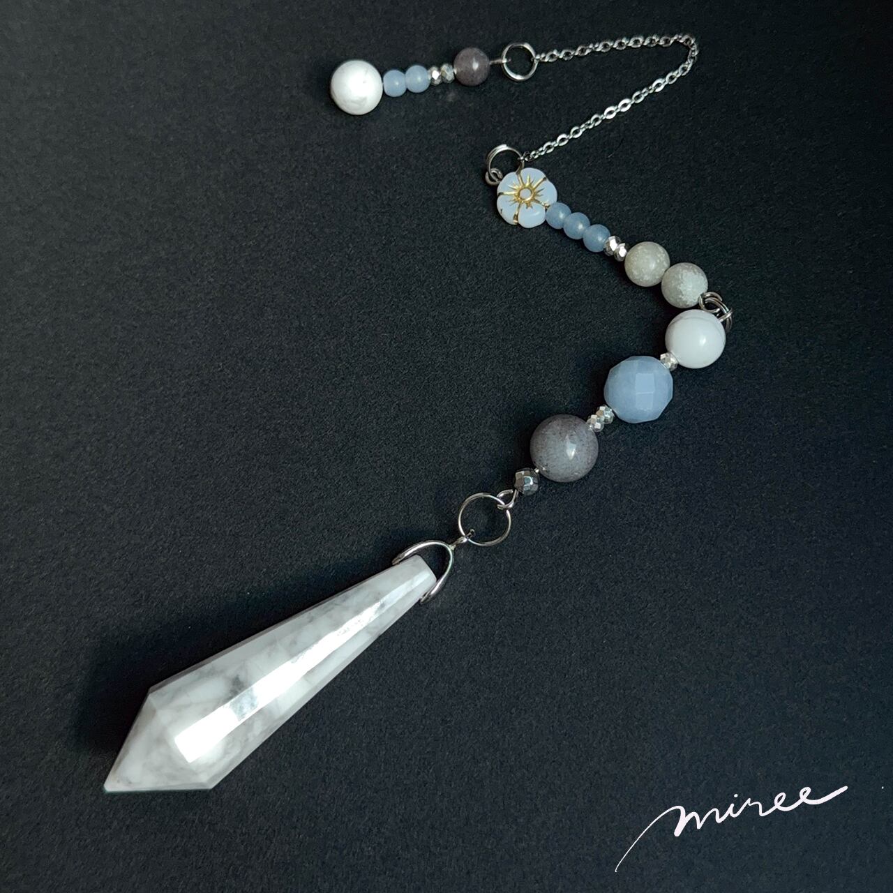 そっと心をくるむペンデュラム【ハウライト×エンジェライト】howlite pendulum_140