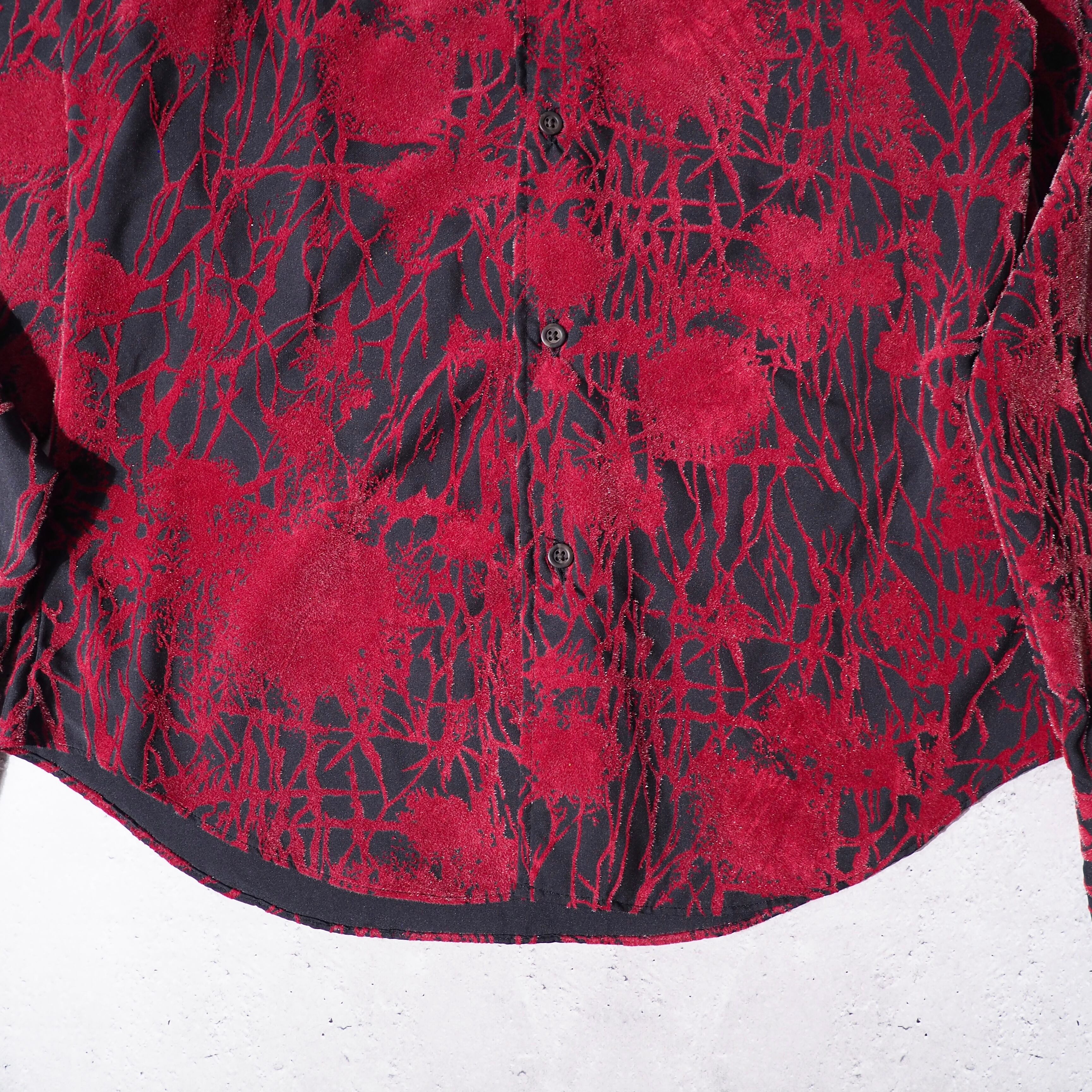 2000s ” PPFM ” Cracked corduroy pattern embbossed mode shirt