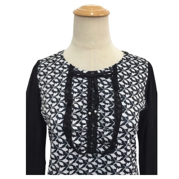 スーパービューティー チュニック 袖パワーネット モノトーン柄