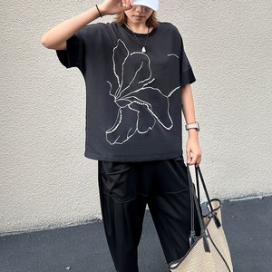 PEARL EMBELLISHED PRINT SHORT SLEEVE T-SHIRT M- M-17525