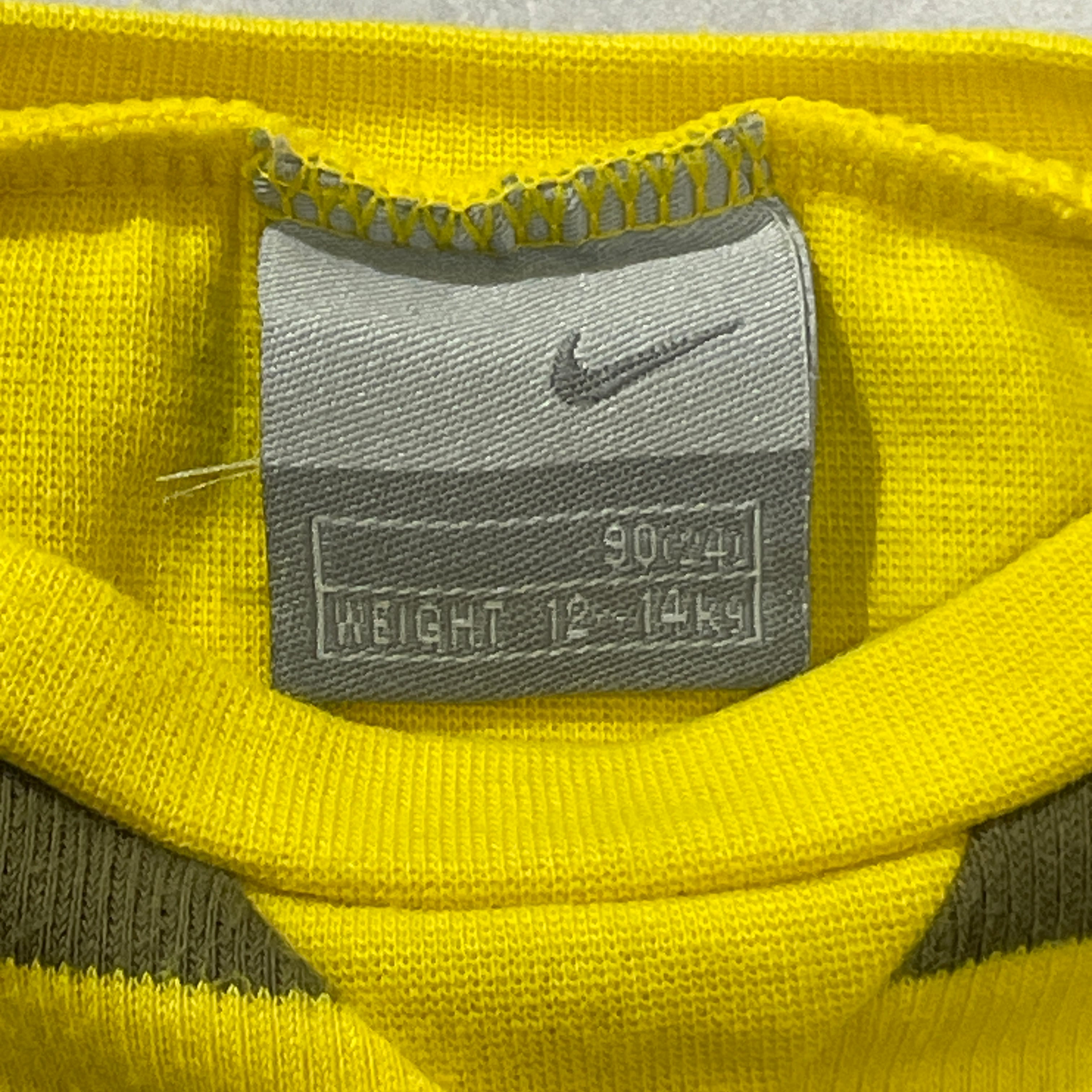 90cm】00s old NIKE L/S Shirt / ナイキ ボーダー 黄色 長袖 Tシャツ