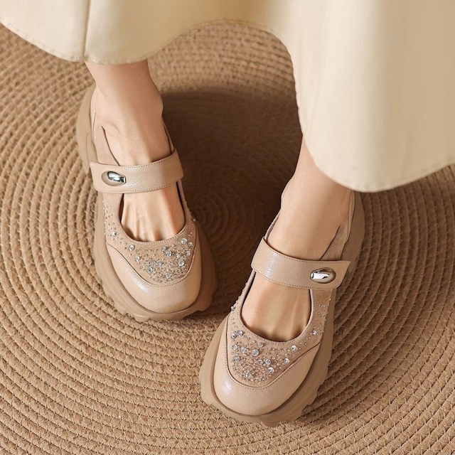 Chunky crystal platform shoes　M1986